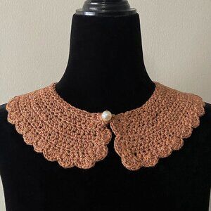 Handmade Crochet Brown "Truffle" Bronze Cotton Collar Neckwear Accessory